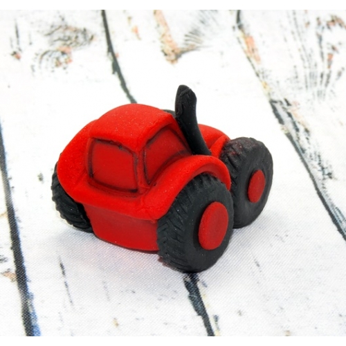 Figurka cukrowa traktor czerwony do dekoracji tortu 1 szt.
